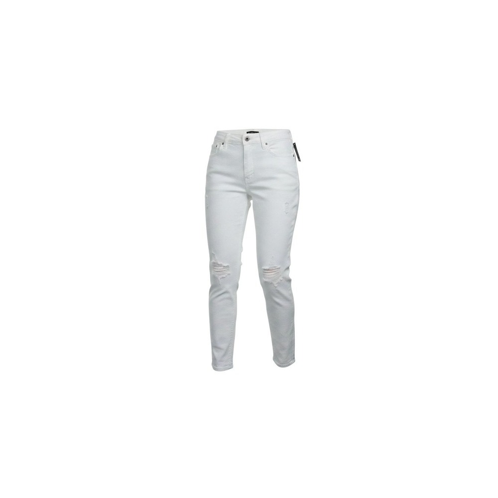 Hot Topic Mom Jeans Womens 15 Off White Distressed Ripped High Waist Stretch